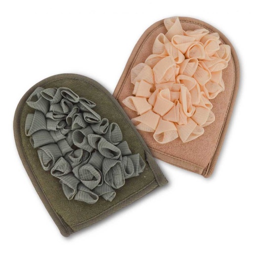 [2561498] MANOPLA CON ESPONJA COLORES SURTIDOS BEIGE/GRIS 16X21CM