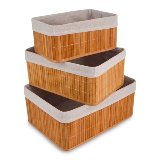 [2561501] SETX3 CANASTOS RECTANGULARES 38X28X16CM / 33X23X14CM / 28X18X12CM - BAMBOO -