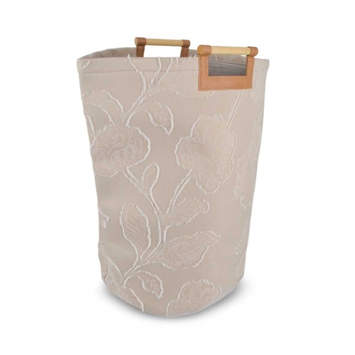 [2561502] CESTO DE ROPA BLANCA CON FLORES EN RELIEVE 36,5X53,3CM - TELA -