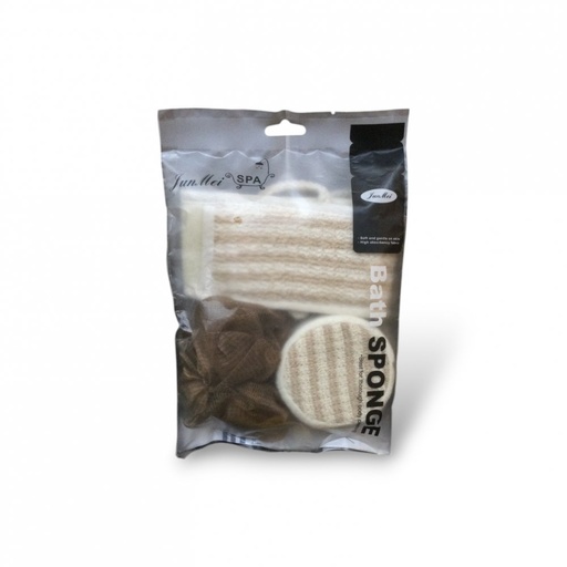 [2561519] BOLSA CON ESPONJA PARA ESPALDA, ESPONJA EXFOLIANTE Y ESPONJA