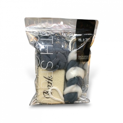 [2561522] BOLSA CON ESPONJA TRENZADA, ESPONJA EXFOLIANTE BATH Y ESPONJA BELLOTA