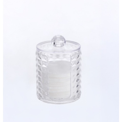 [2561526] PORTA TOALLAS DESMAQUILLANTES CON CUADRADOS Y TAPA TRANSPARENTE 7X11,5CM