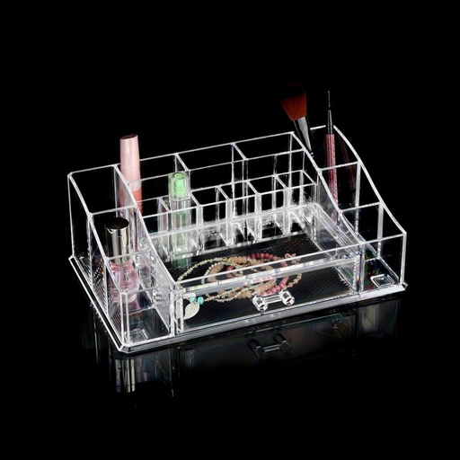 [2561535] ORGANIZADOR DE MAQUILLAJE CON 15 DIVISIONES Y 1 CAJÓN 27,3X17X9,5CM DE ACRÍLICO