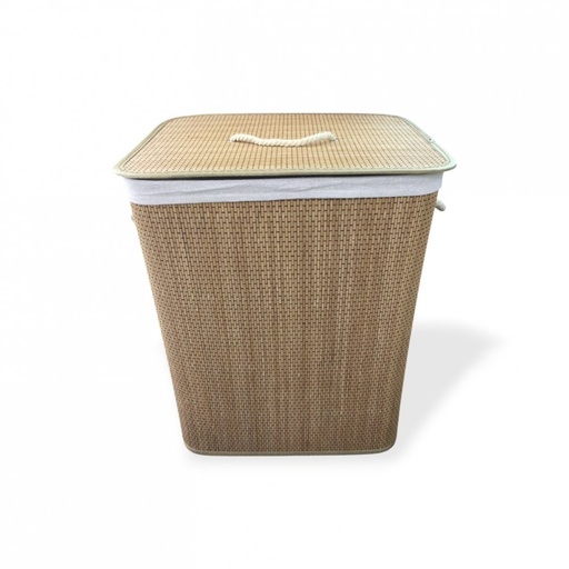 [2561551] CESTO DE ROPA RECTANGULAR 32X42X60CM COMBINADO BAMBOO CON HILO NEGRO