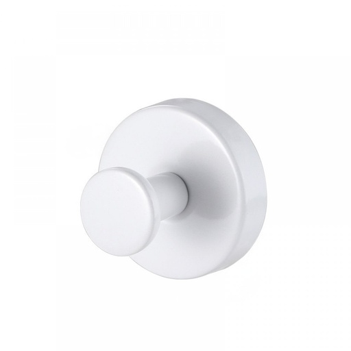 [2561557] PERCHERO REDONDO BLANCO CON ADHESIVO 8,5X6X7,5CM DE METAL