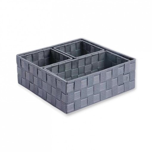 [2561563] SET X4 ORGANIZADOR DE BAÑO GRIS 28X28X10 / 26X13X9 / 13X13X9 (2) - RAFIA