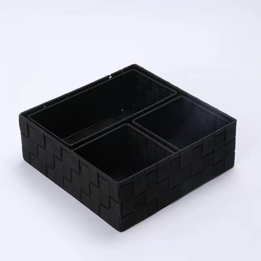 [2561564] SET X4 ORGANIZADOR DE BAÑO NEGRA 28X28X10 / 26X13X9 / 13X13X9 (2) - RAFIA
