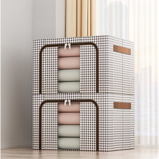 [2561573] ORGANIZADOR PARA ROPA PIED DE POULE CON VISOR Y CIERRE, ASA MARRÓN TELA POLIÉSTER 39X29X20CM 22LT