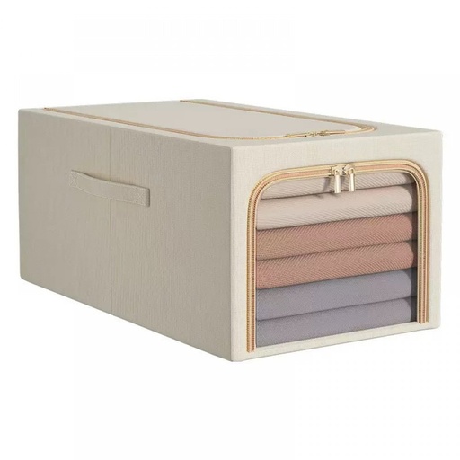 [2561578] ORGANIZADOR BEIGE PARA ROPA FRENTE TRANSPARENTE CON CIERRE 53X35X30CM TELA POLIÉSTER 56LT