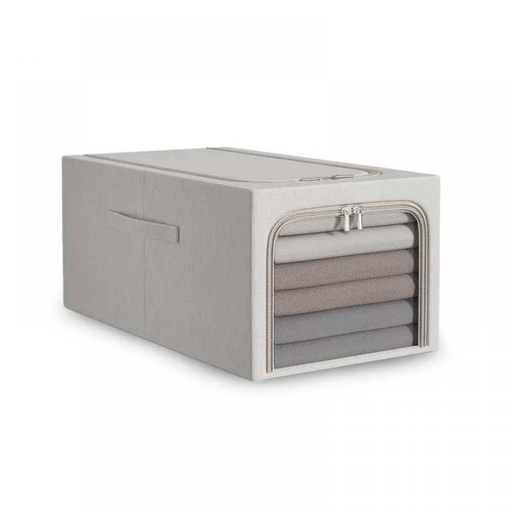[2561579] ORGANIZADOR GRIS PARA ROPA FRENTE TRANSPARENTE CON CIERRE 45X30X23CM 56LT TELA POLIÉSTER