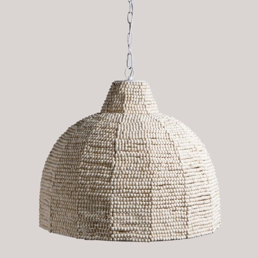 [4113556] LAMPARA COLGANTE DE ACERO Y MADERA 52X59 CM