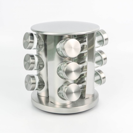 [2561628] SET X12 ESPECIEROS CON SOPORTE REDONDO PLATEADO 18,5X21,5CM