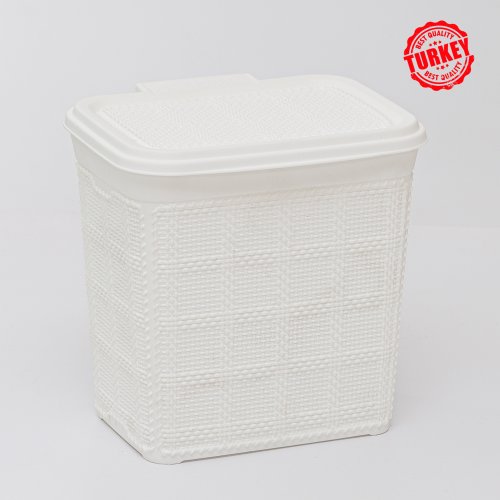 [2561636] CESTO DE BASURA BLANCO CON CUADRADOS 24X20X19,5CM
