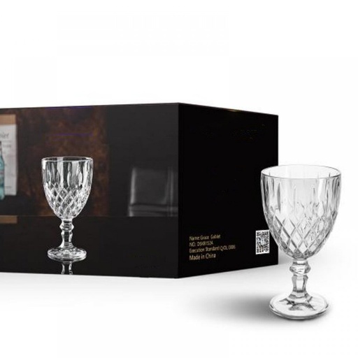 [2561640] SET X6 COPAS TRANSPARENTES CON ROMBOS Y ÓVALOS 240ML 8X15CM
