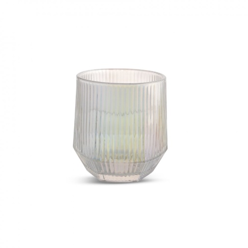 [2561647] SET X6 VASOS RAYADOS BASE OCTOGONAL PERLADAS 7,5X8,8CM VIDRIO