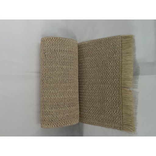 [2561651] CAMINO TRAMADO CON FLECOS LATERALES BEIGE 30X180CM DE FIBRA