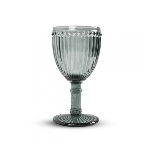 [2561660] SET X6 COPAS DE VINO RAYADO CON PUNTOS 240ML 8,2X15CM GRIS VIDRIO