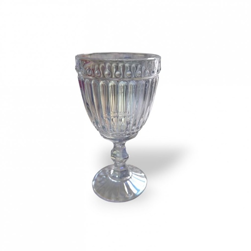 [2561661] SET X6 COPAS DE VINO RAYADO CON PUNTOS 240ML 8,2X15CM PERLADO VIDRIO