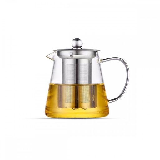 [2561663] TETERA CILÍNDRICA, BASE REDONDA CON FILTRO Y TAPA DE METAL 750ML VIDRIO