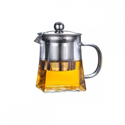 [2561664] TETERA CUADRADA CON FILTRO Y TAPA ACERO 350ML VIDRIO