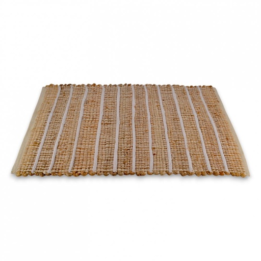 [380512] ALFOMBRA 60 X 90 CM YUTE Y ALGODÓN LINEAS BLANCAS