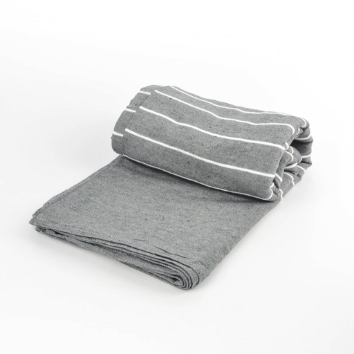 [380463] CUBRECAMA 225 X 260 CM GRIS CON RAYAS BLANCAS