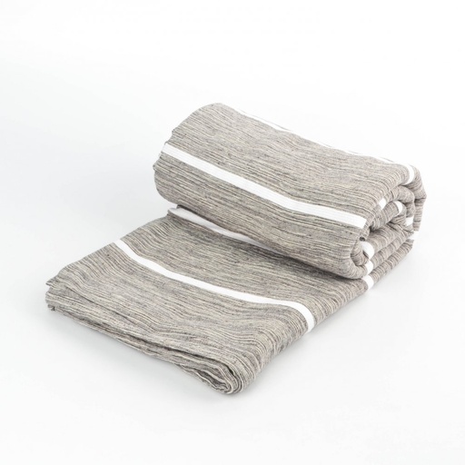 [380464] COLCHA 225 X 250 CM TRAMADA GRIS CON RAYAS BLANCAS