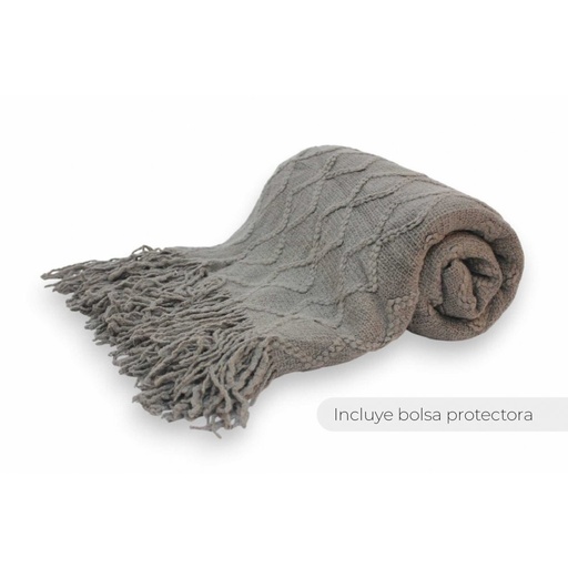 [380327] MANTA 130 X 170 CM LISA TRAMA ROMBO DOBLE GRANDE GRIS