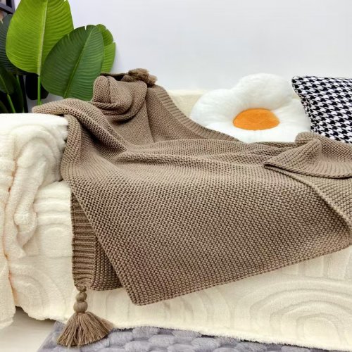 [380302] MANTA 120 X 180 CM TRAMA TEJIDO BEIGE