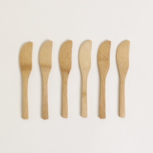[4113719] SET X 12 CUCHILLOS PARA UNTAR DE MADERA 16 CM