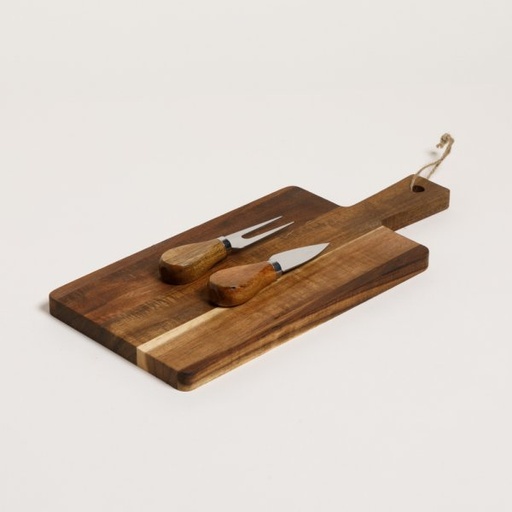 [4113726] TABLA Y UTENSILIOS PARA QUESO DE ACACIA KIKAR 34X15 CM