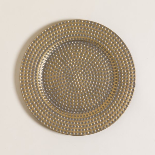 [4113732] PLATO DE SITIO GREY & GOLD RAYAS 33 CM