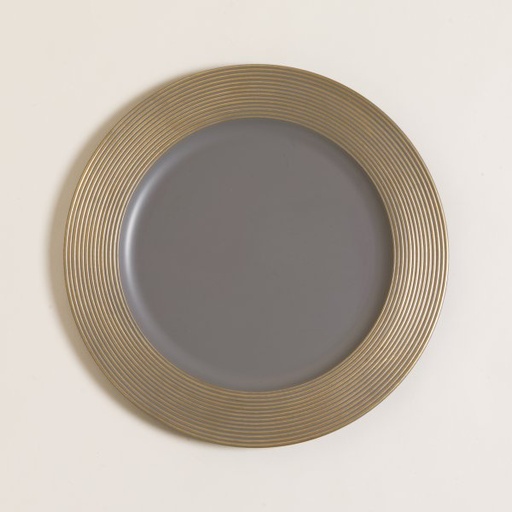 [4113734] PLATO DE SITIO GREY & GOLD FACET 33 CM