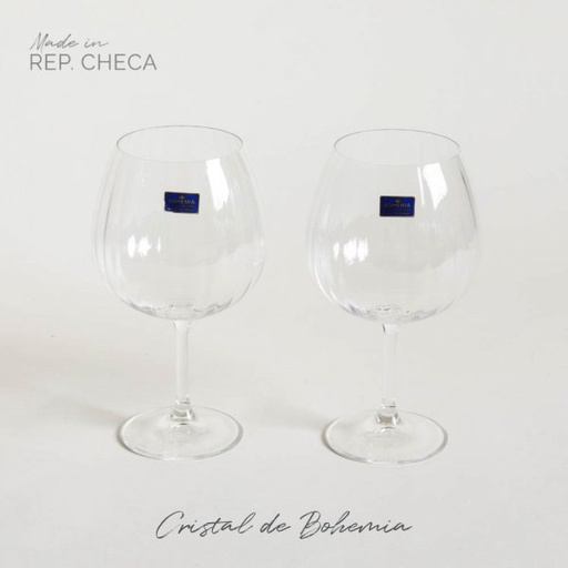 [4113742] SET X 2 COPAS DE GIN TONIC DE CRISTAL DE BOHEMIA W