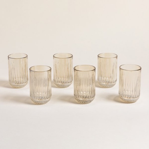 [4113772] SET X 6 VASOS ALTOS STRIPES CHAMPAGNE 350 ML