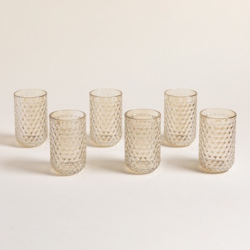 [4113776] SET X 6 VASOS ALTOS ROMB CHAMPAGNE 350 ML