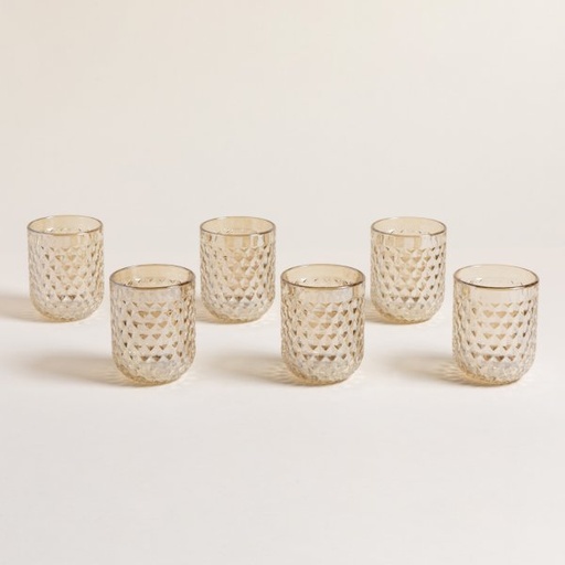 [4113777] SET X 6 VASOS BAJOS ROMB CHAMPAGNE 200 ML