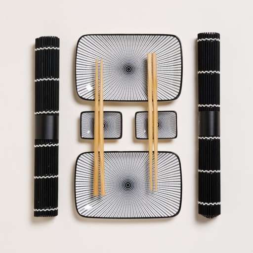 [4113589] SET DE SUSHI RECTANGULAR PARA 2 KAITO 12X20 CM