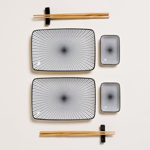 [4113593] SET DE SUSHI RECTANGULAR PARA 2 KAITO 12X20 CM