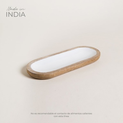[4113656] BANDEJA DE MADERA ESMALTADA SAHA 30X13 CM