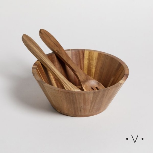 [4113822] SET DE ENSALADERA REDONDA 25 CM CON CUBIERTOS VASSA HOME