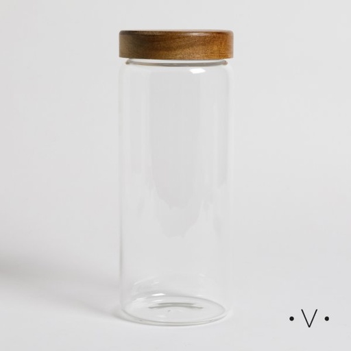 [4113833] FRASCO REDONDO CON TAPA DE MADERA DE ACACIA 2000 ML VASSA HOME