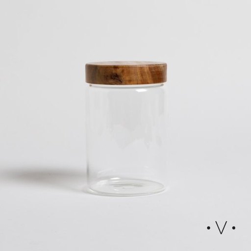 [4113846] FRASCO REDONDO CON TAPA DE MADERA DE ACACIA 1100 ML VASSA HOME