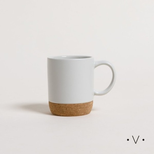 [4113850] MUG NET WHITE BASE DE CORCHO 190 ML VASSA HOME