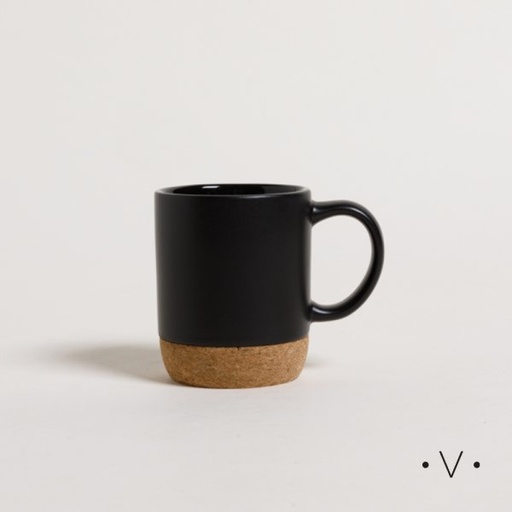 [4113856] MUG NET BLACK BASE DE CORCHO 190 ML VASSA HOME