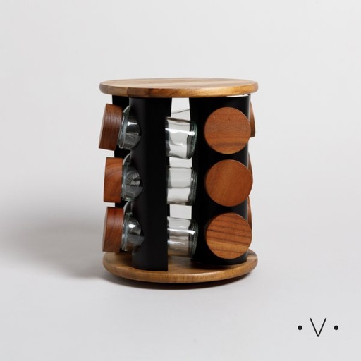 [4113862] ESPECIERO REDONDO GIRATORIO X12 FRASCOS 21X18 VASSA HOME