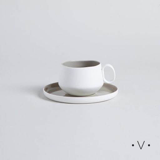 [4113889] TAZA Y PLATO RAVELLO 200 ML VASSA HOME