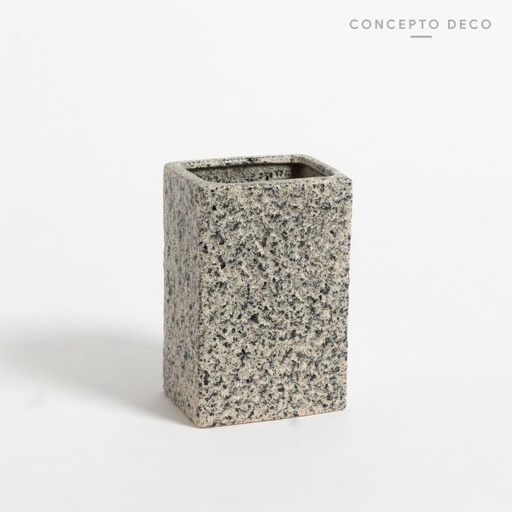 [1650347] PORTACEPILLO GRANITO CUADRADO GRIS 11CM