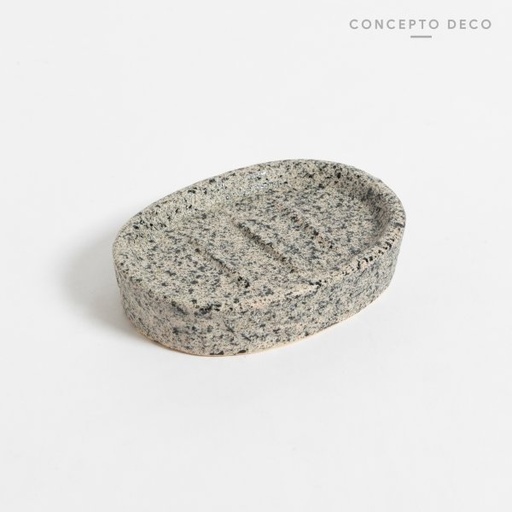 [1650351] JABONERA GRANITO OVAL GRIS 12CM