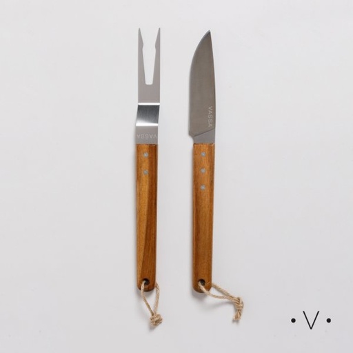 [4113933] SET DE ASADO DE ACERO INOXIDABLE Y MADERA DE ACACIA VASSA HOME